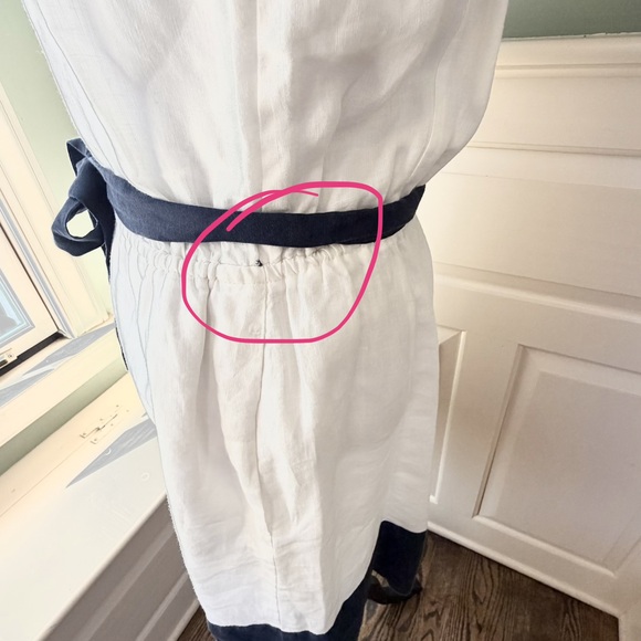 Cynthia Rowley Sleeveless linen white dress nautical navy and white linen - Picture 5 of 8